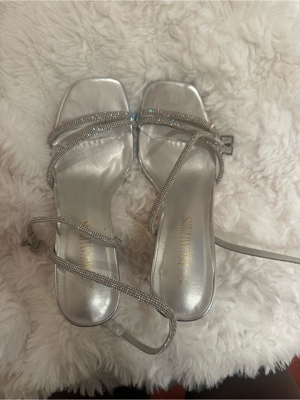 Dream Pairs Silver Rhinestone Strappy Heels